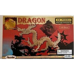 Wood Craft Construction Kit 3-D Dragon Puzzle 148 Pieces NEW Christmas Gift